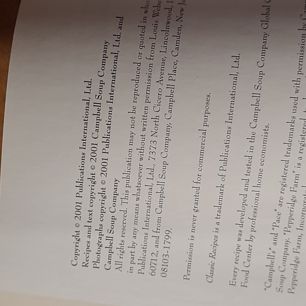 2001 Campbell's Classic Recipes Book Harcover - Picture 5 of 6